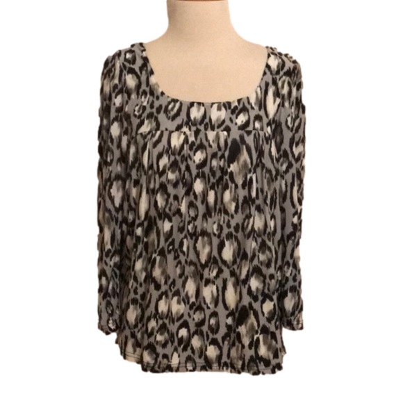 RAFAELLA Women's Small Animal Print Long Sleeve Career Top Professional Boho - Picture 1 of 6
